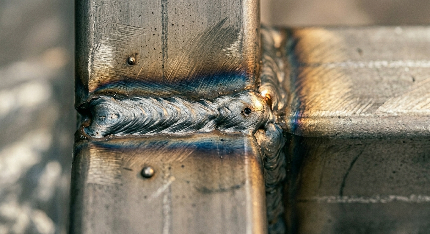 Detailaufnahme einer Schweißnaht an einem Metallbauteil