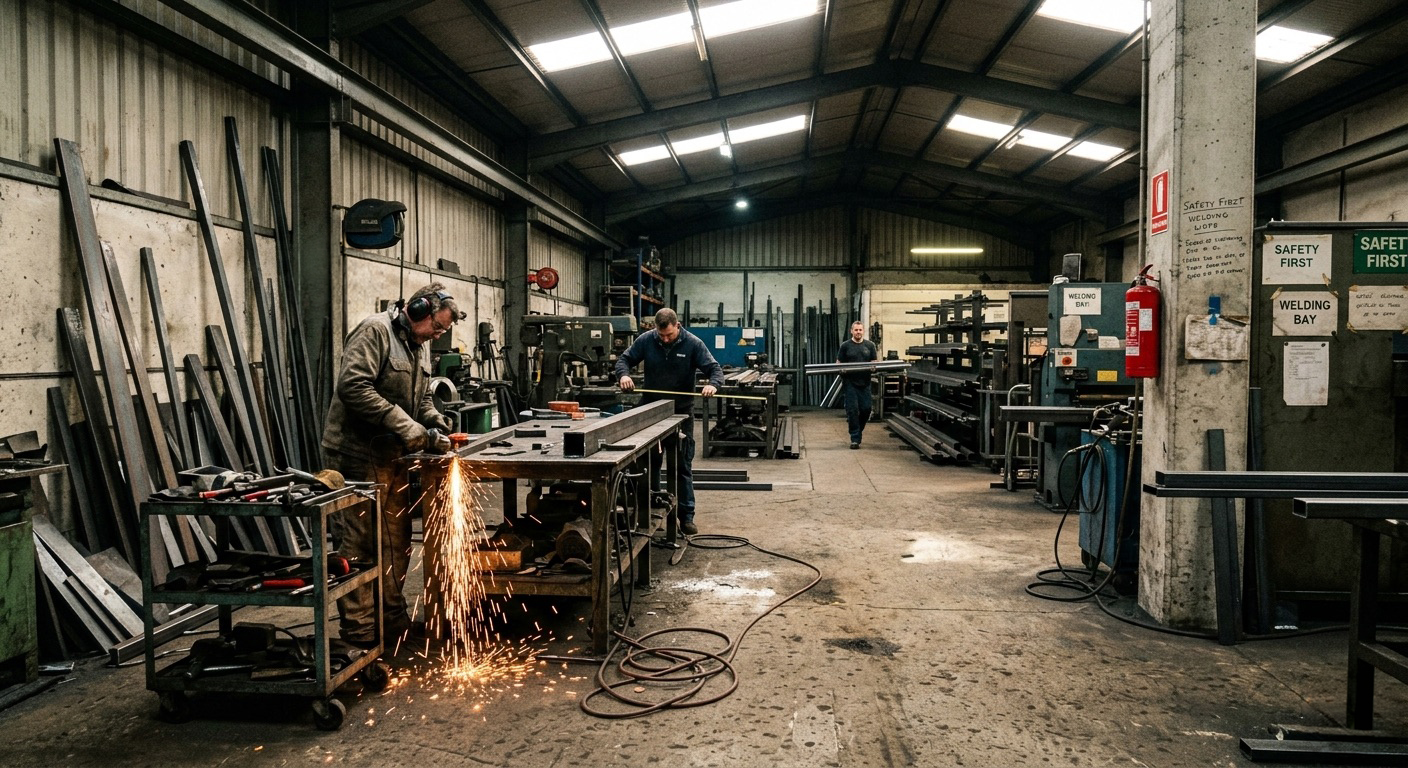 Werkhalle eines Metallbaubetriebs