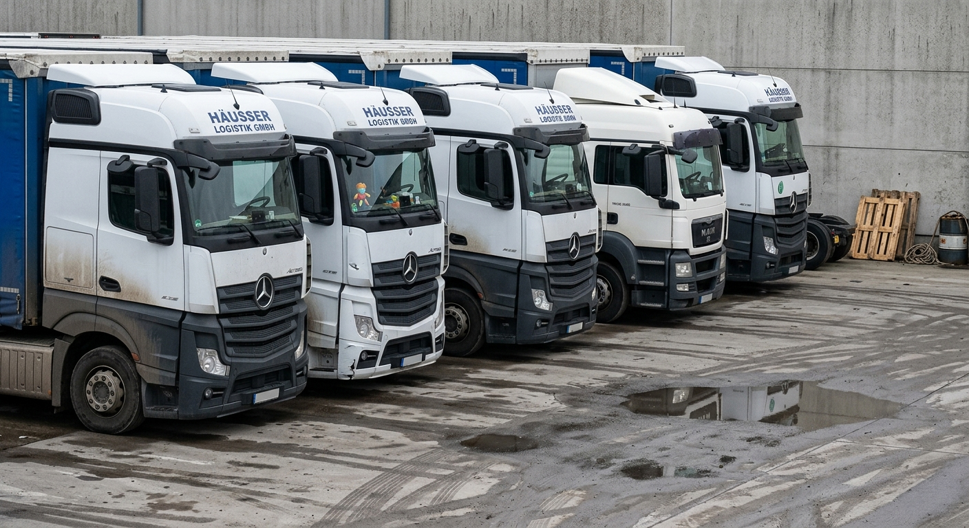 LKW-Flotte eines Logistikunternehmens
