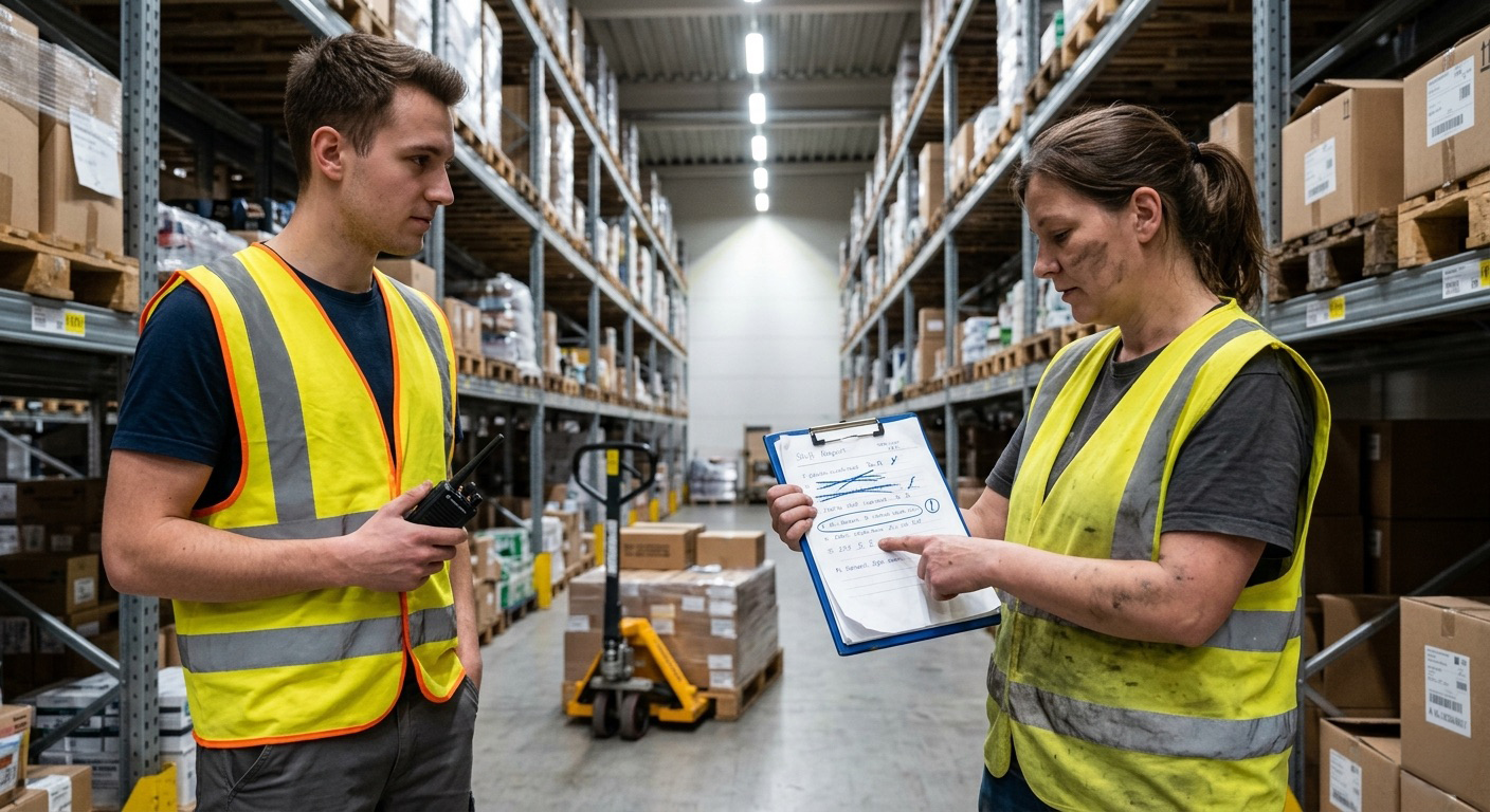 Schichtbeginn in einem Logistikbetrieb